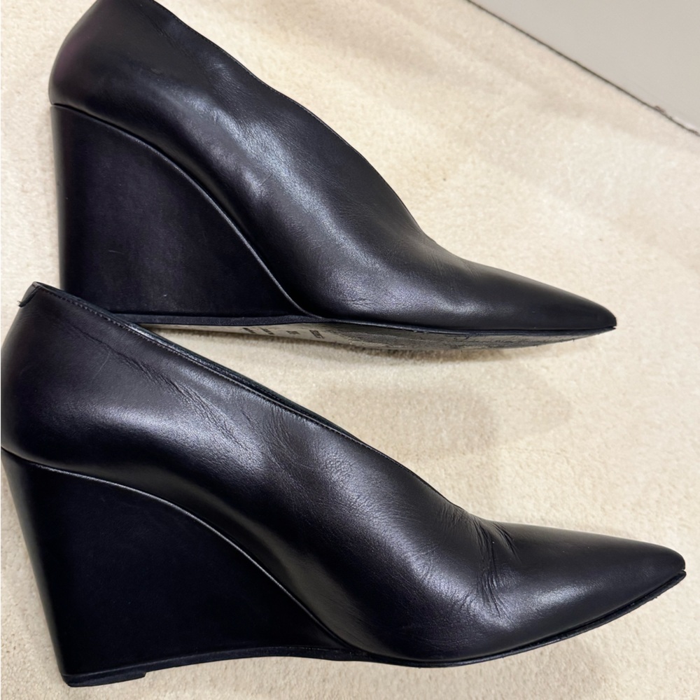 Hermes Black Leather high Wedge Shoes 3.5 inch platform - Picture 5 of 7